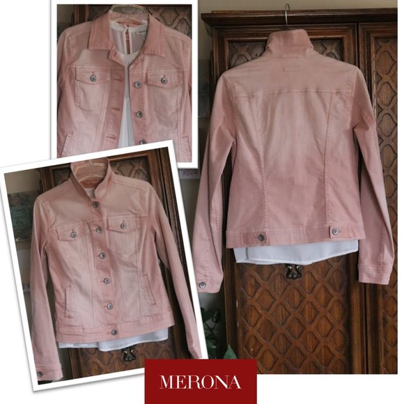 KEEPING Merona Distressed Pink Denim Jean Jacket NWOT! - Picture 15 of 16